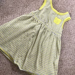 Yellow and Gray striped Little Girls Dress